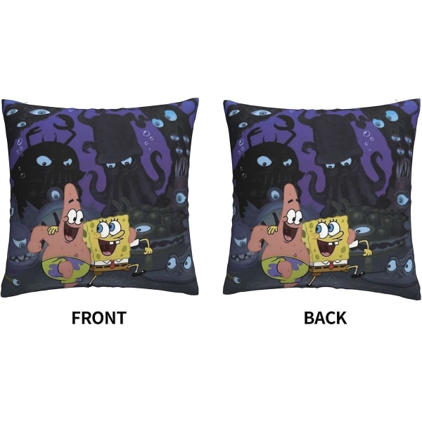 Mjuka och bekväma Spongebob kuddfodral 45cm X 45cm Fyrkantiga kuddfodral för soffa sovrum med osynlig dragkedja 18x18 tum Dubbelsidig Prin