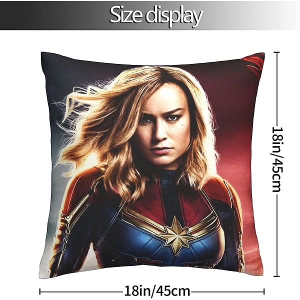 Mjuka och bekväma Captain Marvel kuddfodral 45 X 45 Cm Fyrkantiga kuddfodral för soffa sovrum Bil utomhusdekor 18 X 18 tum Dubbelsidig P