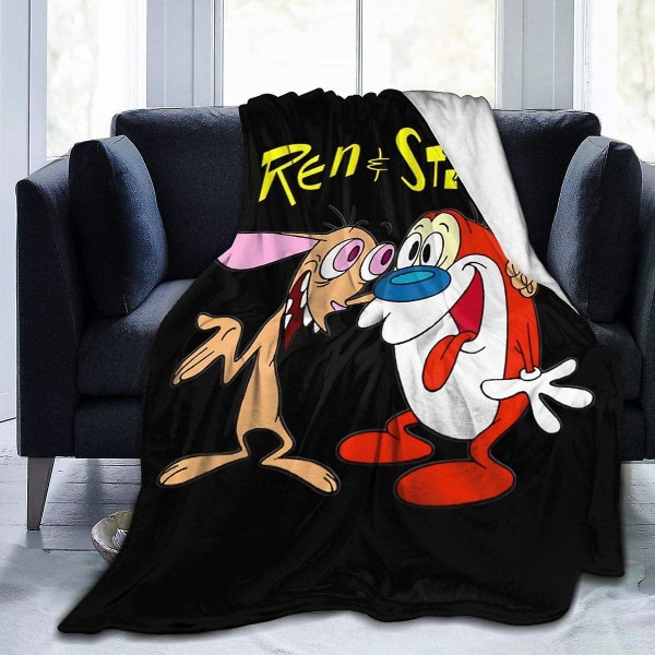 The Ren And Stimpy Show Mjuk och varm filt Printed Supermjuk mikrosammetsfilt Fleece Vändbar filt för alla årstider-f337 80x60in 200x150cm