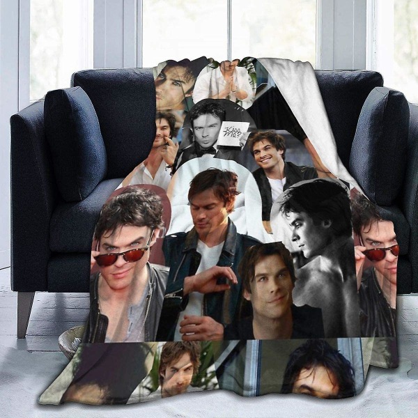 Ian Somerhalder fleecefilt av flanell Lättvikts Supermjukt Varmt Mysigt Slängfilt Heminredning för soffa, säng, soffa, resor -n366 60x50in 150x125cm