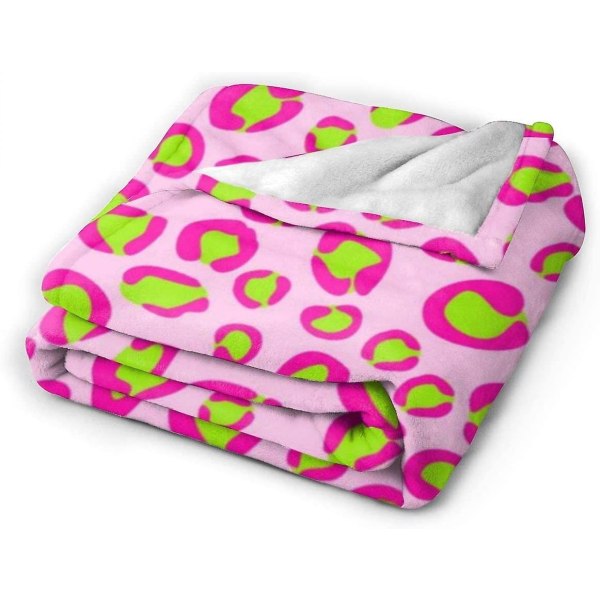Rosa och grönt print täcke Mjuk fleecefilt av flanell för soffa, säng, soffa, stol Kontor, resor, camping-s43 80x60in 200x150cm