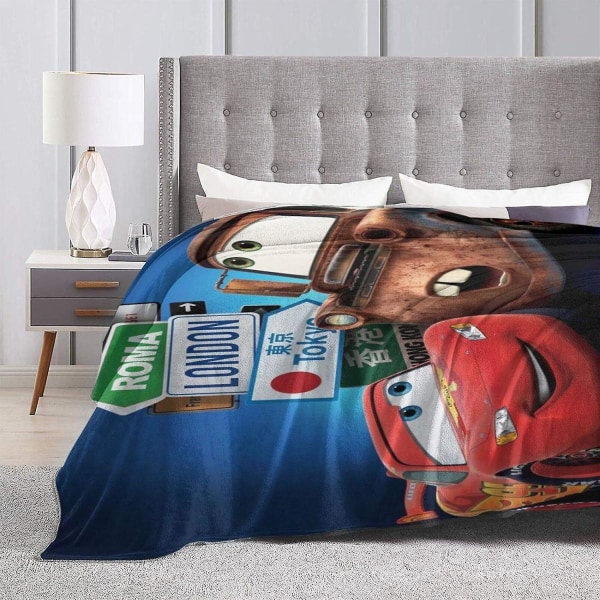 Bilar Lightning Mcqueen Flanell-kastfilt Ultramjukt överkast Mikrofiberfleecefilt Slitstark heminredning Perfekt för soffsoffa utomhus Sovrum 60x50in 150x125cm