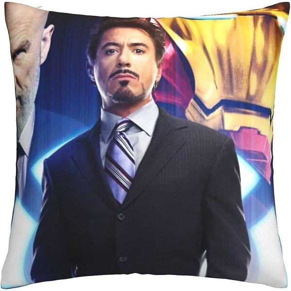 Mjuka och bekväma Iron Man kuddfodral 45cm X 45cm Fyrkantiga kuddfodral för soffa sovrum med osynlig dragkedja 18x18 tum Dubbelsidigt print