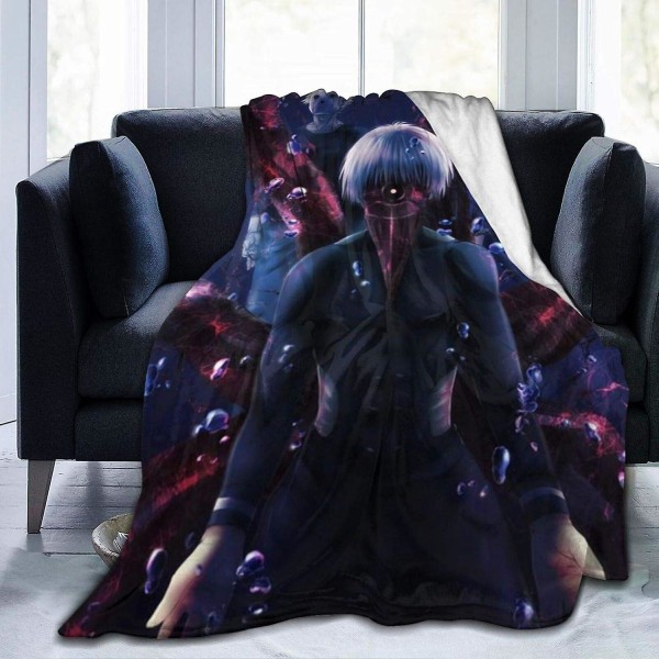 Ken Kaneki från Tokyo Ghoul Fleece Twin Size Filt Bekväm filt För Spjälsäng Säng Soffa Stol Flera storlekar För Vuxna Barn Tonåringar Välmatchad säng 60x50in 150x125cm