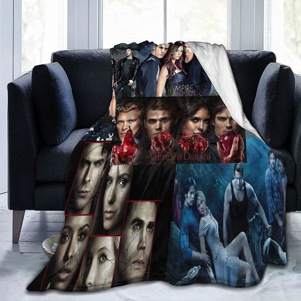 The Vampire Diaries Filtar kastar mjuk plysch för tonåringar kvinnor för sovrum Bäddsoffa kontorssoffa -designmame5--u32 50x40in 125x100cm