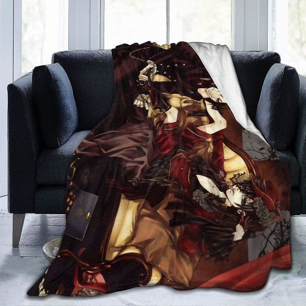 Anime Svart Butler Varm Fleece Täcke Till Bäddsoffa Soffa -w469 50x40in 125x100cm