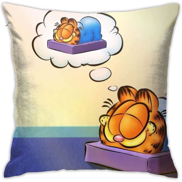 Mjuka dekorativa kuddfodral Garfield fyrkantigt örngott Bekvämt cover Lyxigt cover för bäddsoffa Stol Bil Heminredning.(18x18 tum)