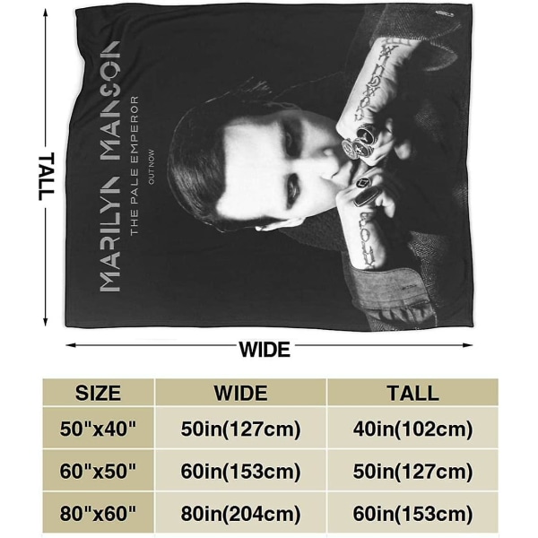Marilyn Manson Bäddsoffa Vändbar Mysig Sängfilt Ultra Mjuk Och Varm Vändbar Mysig Sängfilt Mjuk Micro Fleece Filt-f376 50x40in 125x100cm