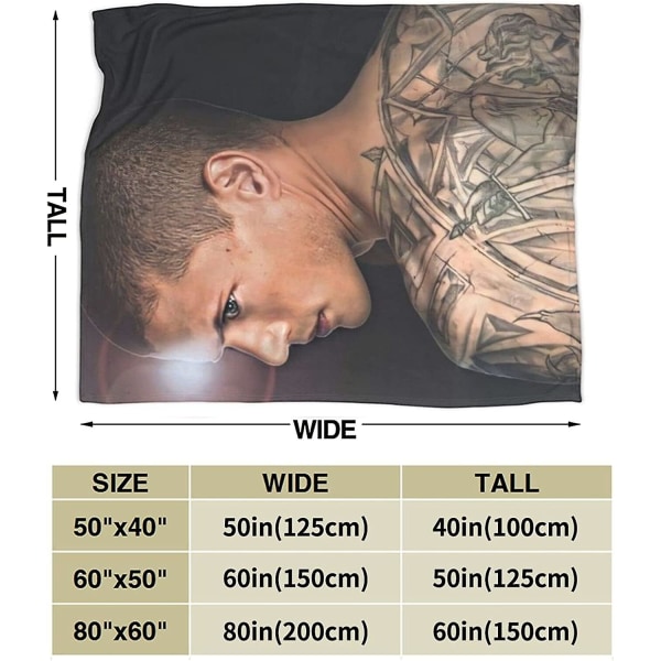 Wentworth Miller filt Ultramjuk flanellfilt 3d- print Fluffig plyschfilt Sängdekoration Sängfilt för vardagsrumsrum Sovrumsdekoration (3siz 60x50in 150x125cm