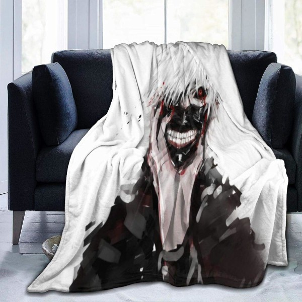 Ken Kaneki från Tokyo Ghoul stickad filt Handgjord jättemjuk tjock Supermjuk sofföverdrag Filtar till bäddsoffa Välmatchat sovrumstillbehör 80x60in 200x150cm