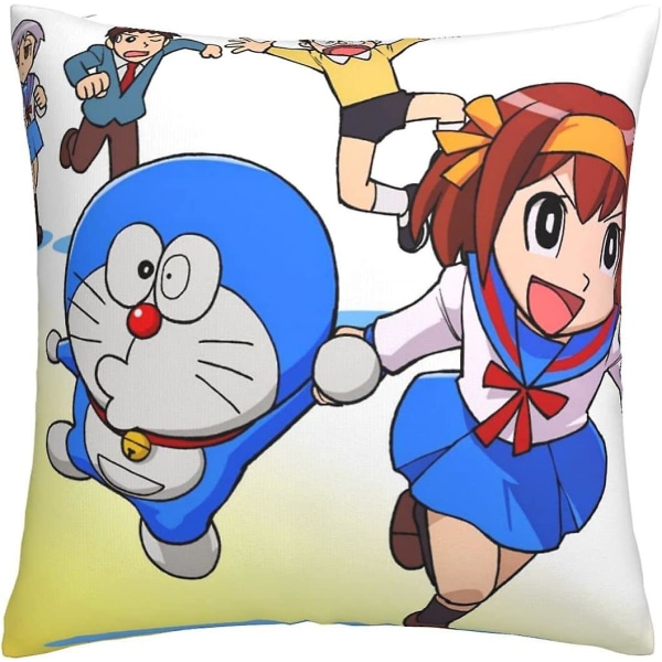 Doraemon Mjuka kuddfodral 45 X 45 Cm Fyrkantiga kuddfodral Bekväma dekorativa kuddfodral Lyxigt cover till soffa sovrum med Invisib