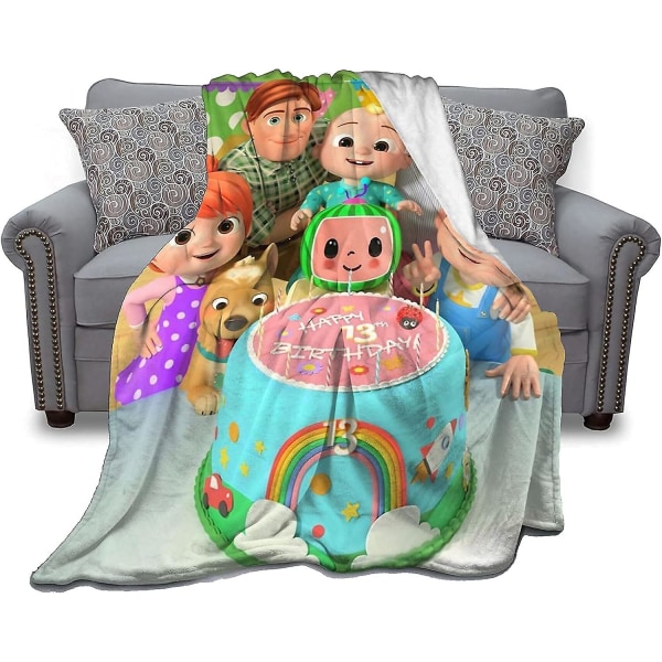 Cocomelon barnfilt Mjuk och varm plyschfilt för småbarn Färgglada 3d- printed filtar för soffa eller säng-l32 60x50in 150x125cm