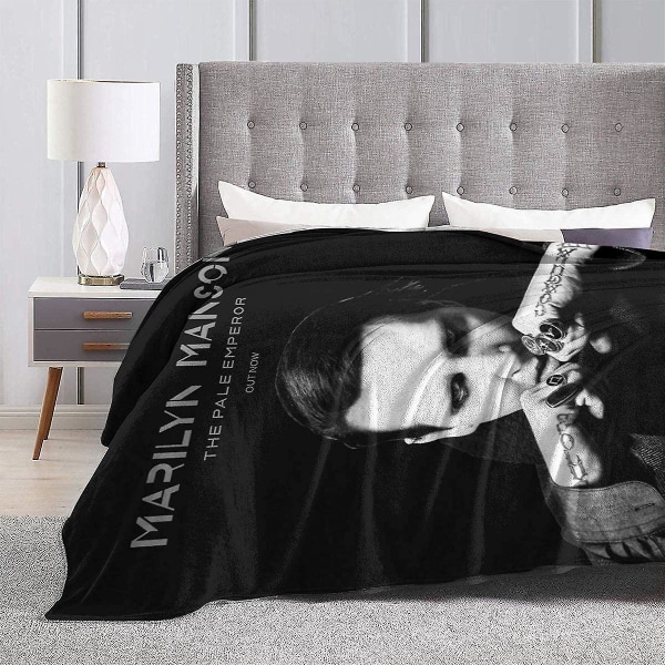 Marilyn Manson Bäddsoffa Vändbar Mysig Sängfilt Ultra Mjuk och Varm Vändbar Mysig Sängfilt Mjuk Micro Fleece Filt-f570 50x40in 125x100cm