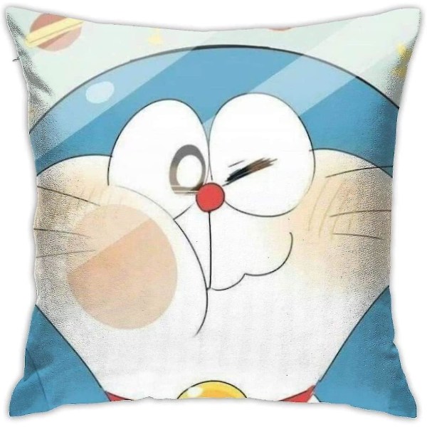 Mjuka dekorativa kuddfodral Doraemon fyrkantigt örngott Bekvämt cover Lyxigt cover för bäddsoffa stol bil heminredning.(18x18 tum)