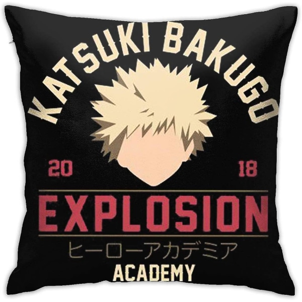 Katsuki Bakugo Explosion Academy - My Hero Academia-inspirerade mjuka örngott Lyxigt cover kuddfodral, case 18x18 tum