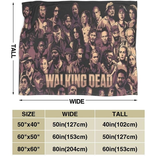 The Walking Dead Flanell Filt Vändbar Fluffy Throw Filtar Lyx Ultra-mjuk Mysig Micro Fleece Filt Till Säng Soffa Soffa Stol Dorm Travel Bla 80x60in 200x150cm