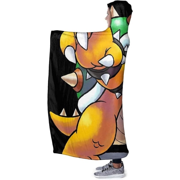 Hooded Blanket 3d Bowser (ssb4 Pose) - 'mario & Luigi Rpg' Style Super Soft Sherpa Fleece Filt -n367 60x50in 150x125cm