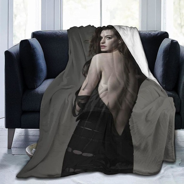 Anne Hathaway filt Ultramjuk flanellfilt 3d- print Fluffig plyschfilt Sängdekoration Sängfilt för Vardagsrum Sovrum Dorm Decor-z437 80x60in 200x150cm