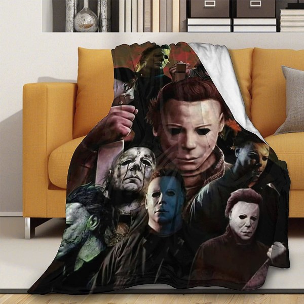 Michael-myers Vän Halloween Skräck Flanell Fleece Vändbar Sängfilt Lätt Mysig Plysch Mikrofiber Överkast Nyhet Sängkläder Soffa Air Co 50x40in 125x100cm