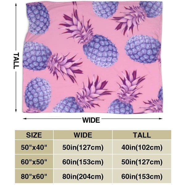 Violett ananas Slängfilt Mjuk flanell Fleece Varm filt för soffa, säng, soffa, stol, kontor, resa, camping-o101 50x40in 125x100cm