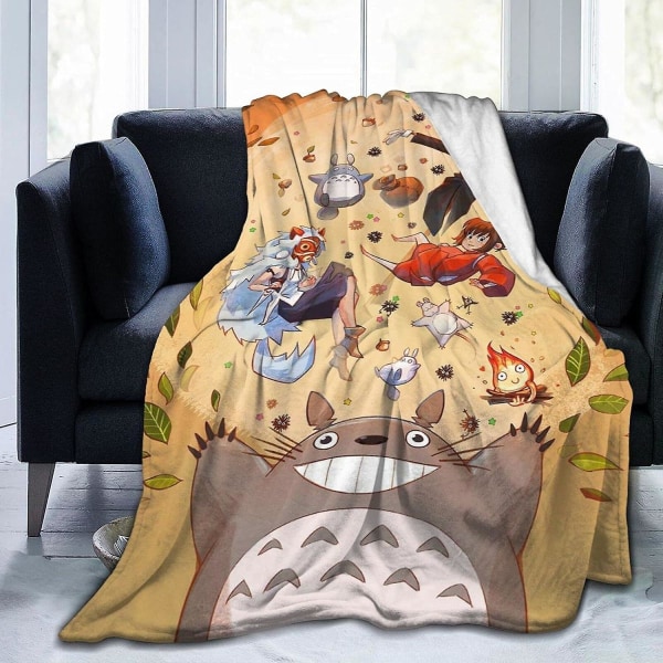 Vintage My Neighbour Totoro Super Mjuk Fluffig Snugly Solid Flanell Fleece Täcken För Bäddsoffa Filtar Flera storlekar För Vuxna Barn Tonåringar Great Bedroo 60x50in 150x125cm