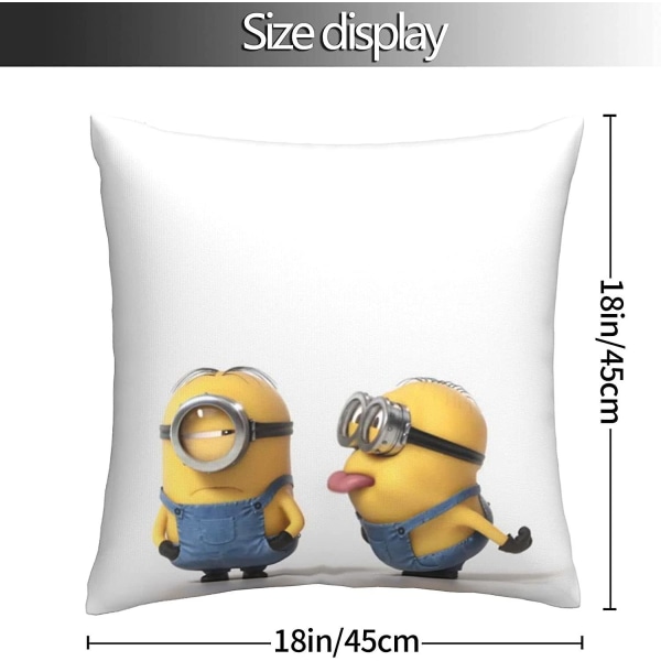 Mjuka och bekväma Minions kuddfodral 45cm X 45cm Fyrkantiga kuddfodral för soffa sovrum med osynlig dragkedja 18x18 tum Dubbelsidig Printi