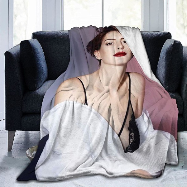 Anne Hathaway filt Ultramjuk flanellfilt 3d- print Fluffig plyschfilt Sängdekoration Sängfilt till vardagsrummet Sovrumsdekoration 50x40in 125x100cm