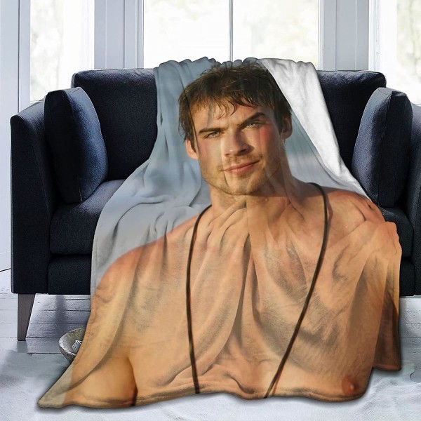 Ian Somerhalder Fleecefilt Vampire Damon Salvatore Slängfilt Lätt Super Mjuk Mysig Lyx Sängfilt Microfiber -s245 60x50in 150x125cm