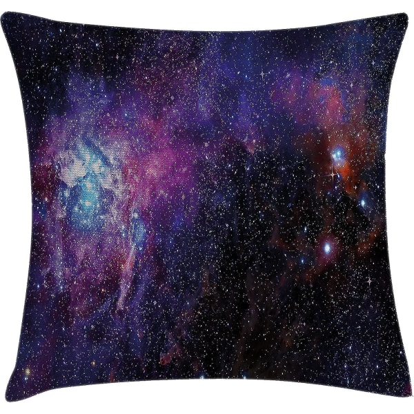 Galax cover, stjärnnattsnebulosa Moln Himmelstema Bild Space Art Elements Print,18" X 18", svart lila