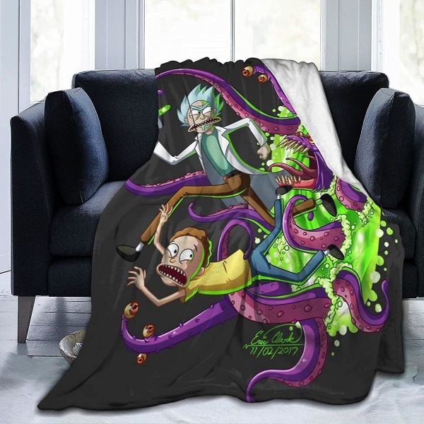 Rick And Morty Throw Blanket - Warm Fuzzy Fluffy Dekorationsfilt för soffa soffa och säng -w414 60x50in 150x125cm
