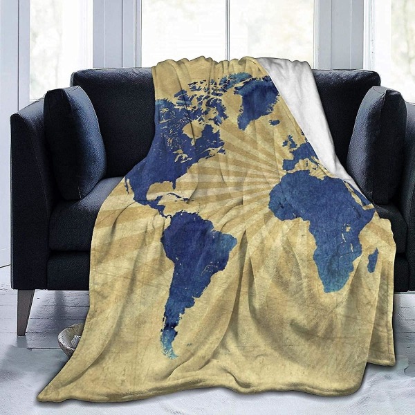 Världskarta Sängfiltar till soffa Andas fuskpäls Sherpa Fluffy Ultrasoft mikrofleecefilt för vardagsrum -n21 50x40in 125x100cm