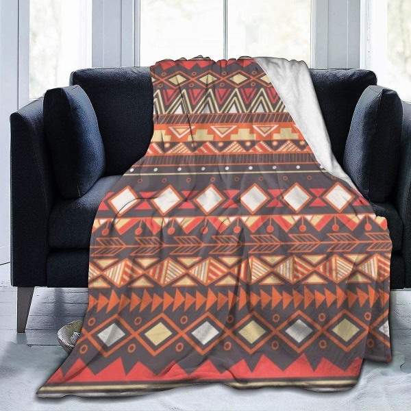 Aztec Tribal Pattern In Stripes Throw filt Mjuk flanell fleecefilt för soffa,säng,soffa,stol Kontor,resor,camping-r155 80x60in 200x150cm