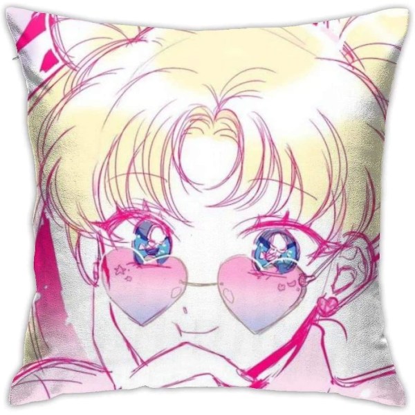 Mjuka dekorativa kuddfodral Sailor Moon Square Örngott Comfy Cover Lyxigt Cover För Bäddsoffa Stol Bil Heminredning.(18x18 tum