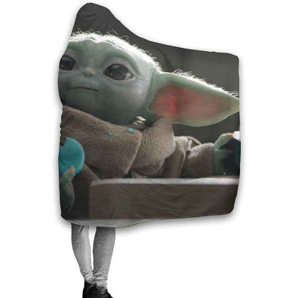 Star Wars Yoda Hooded Filt Bärbar Hoodie Throw Microfiber Mjuk Stickad Plysch Sängkläder Mysig filt för barn och vuxen för barn 50x40in 125x100cm