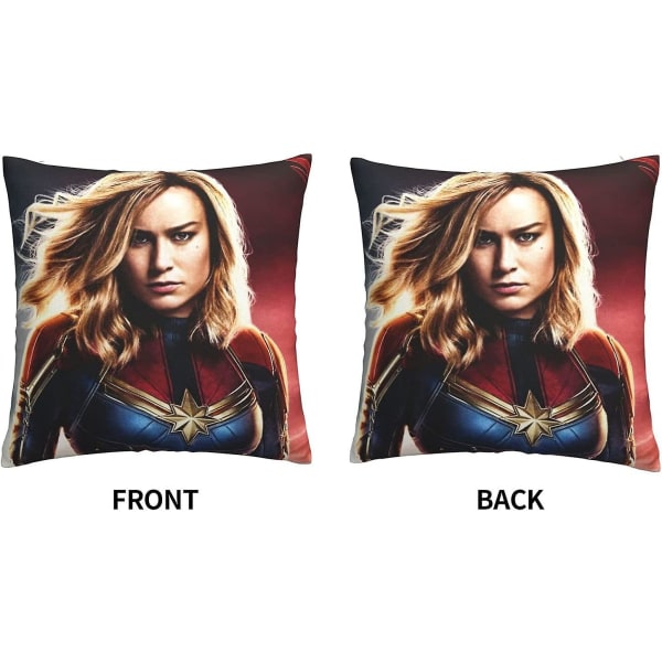 Mjuka och bekväma Captain Marvel kuddfodral 45 X 45 Cm Fyrkantiga kuddfodral för soffa sovrum Bil utomhusdekor 18 X 18 tum Dubbelsidig P