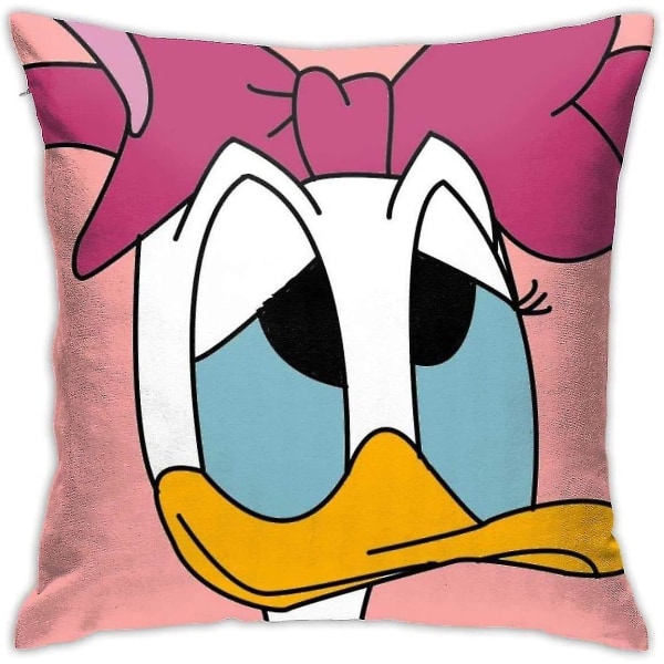 Mjuka dekorativa kuddfodral Daisy Duck Cartoon Fyrkantigt örngott Comfy Cover Lyxigt Cover För Bäddsoffa Stol Bil Heminredning.(18x