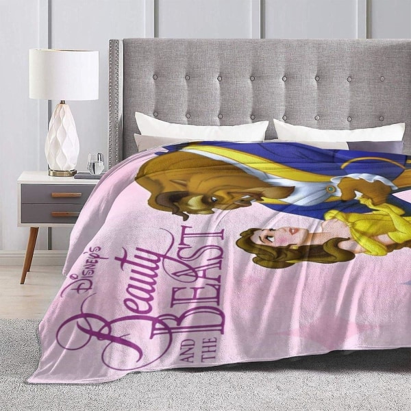 Disney Beauty And The Beast Filt Ultramjukt mikrofleecefilt Lovely Throw Blanket Fit Soffa Soffa Sängfilt- Välmatchad tillgång till sovrummet 50x40in 125x100cm