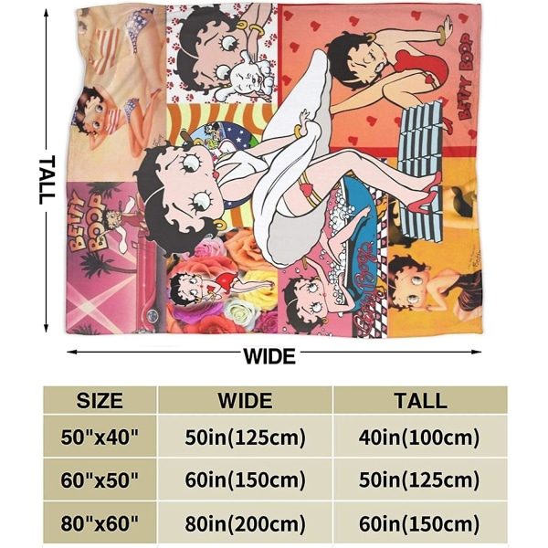 Betty Boop Lätt Vändbar Mysig Sängfilt Mikrofibersoffa Flanellfilt Bekvämt Luftkonditionering Hem Sängkläder Vardagsrum Hela säsongen- 50x40in 125x100cm