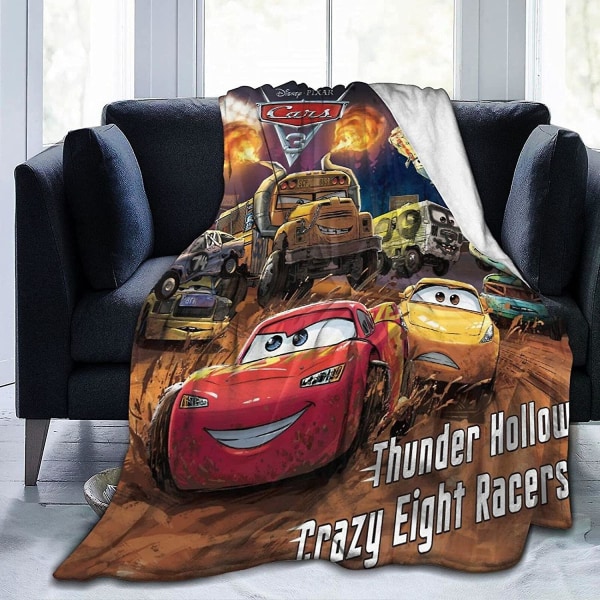 Cars Lightning Mcqueen Luxury Super Soft Varm Vändbar filt med plysch sammet Reverse -w50 50x40in 125x100cm