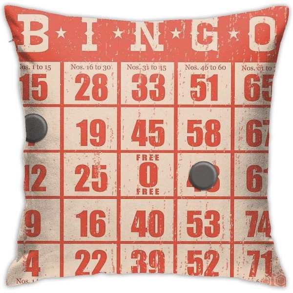 Hipster Kitsch Vintage Bingo Kortspel Kort Örngott Hem Dekorativa Kuddfodral Sängsoffa Soffa Kudde Fyrkantigt case 18x18 tum