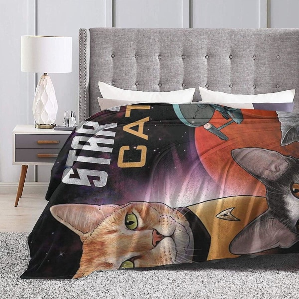 Star Trek Cats Cozy Vändbar Sängfilt av fleece tillverkad av plysch flanell Vändbar Sängfilt Hem Sängsoffa Decorationsch-e99 50x40in 125x100cm