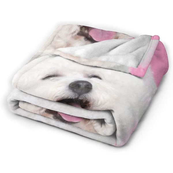 Laughing Puppy Throw Filt Mjuk flanell Fleece Varm filt för soffa, säng, soffa, stol, kontor, resa, camping-r414 60x50in 150x125cm