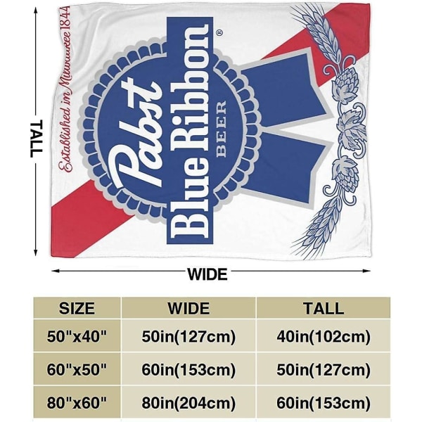 Pabst Blue Ribbon Beer Logo Ultrasoft mikrofleecefilt för bäddsoffa och vardagsrum Lämplig för höst, vinter och vår-l218 60x50in 150x125cm