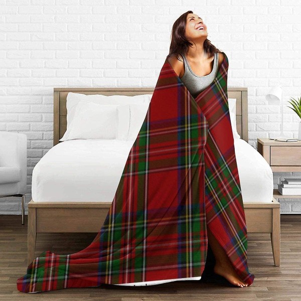 Snygg Royal Stewart Tartan Pläd Täckfilt Mjuk flanell fleecefilt För soffa,säng,soffa,stol Kontor,resor,camping-r261 60x50in 150x125cm