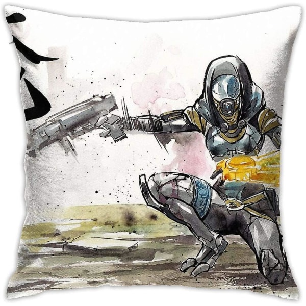 Tali Från Mass Effect Sumie Med Kalligrafi Great Land Kudde Cover Dekor Case För soffa Sovrum 18"x18"