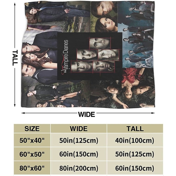 The Vampire Diaries Print Fleece Vändbar Mysig Sängfilt Lämplig för Sängsoffor All Season-Vampire Diary2-f276 80x60in 200x150cm