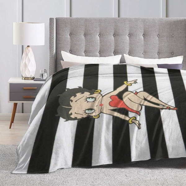 Vintage Betty Boop Sängfilt Printed filt Lättvikt Förbättrar sömnen Flera storlekar för vuxna barn Tonåringar Välmatchade sovrumstillbehör 60x50in 150x125cm