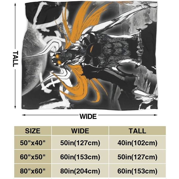 Flanell Plysch Gör-det-själv Vändbar Mysig Slängfilt, Japansk Anime Bleach Kurosaki Ichigo Filtar För Alla Årstider, Antistatisk Luftkonditionering Filt-f4 80x60in 200x150cm