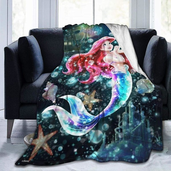 Prinsessan Ariel Flanell Sängfilt Heminredning Perfekt för soffsoffa utomhus -w329 60x50in 150x125cm