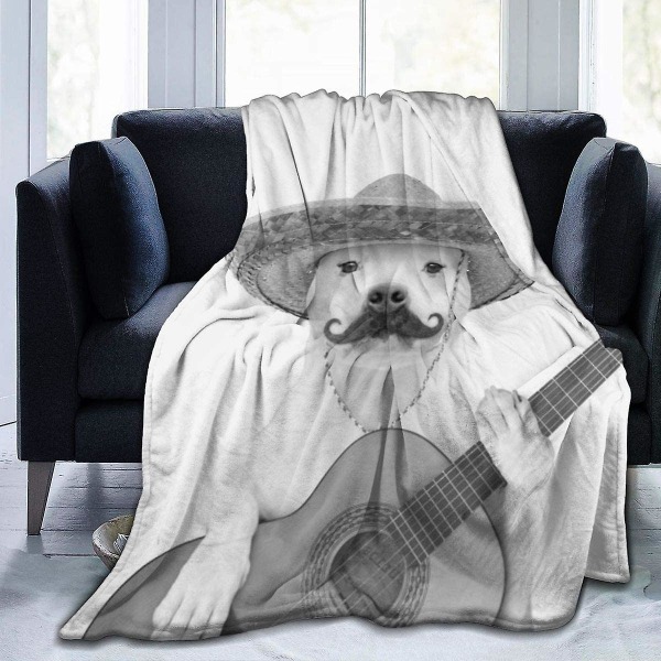 Hundgitarrist Roliga djur Kastfilt Mjuk flanellfleecefilt för soffa,säng,soffa,stol Kontor,resor,camping-r270 80x60in 200x150cm